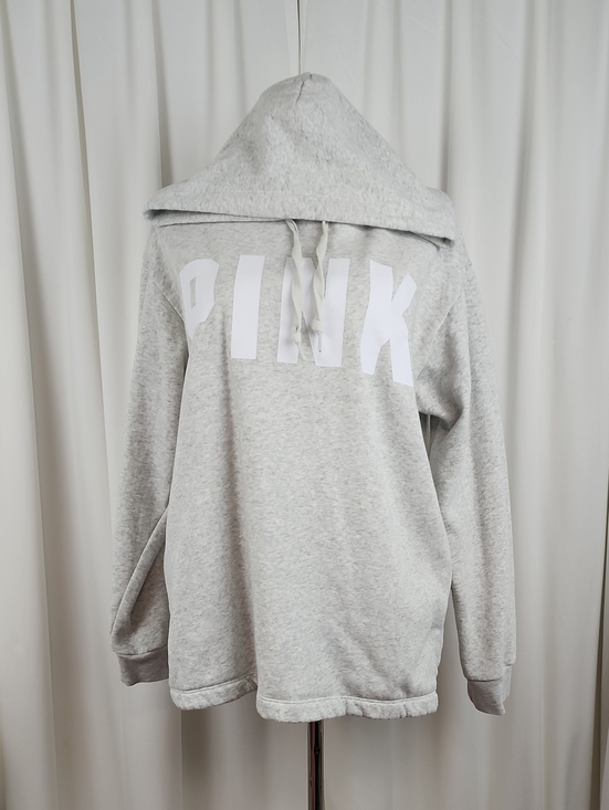 PINK Victoria's Secret Tops - PINK Victoria's Secret Campus Pullover Hoodie Heathered Grey Size Medium